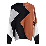 Taglie Forti Donna Maglie Maglioni Di Natale Per Coppia Pullover di grandi dimensioni da donna con giunzioni multiple, colori viola, buon regalo per la fidanzata Abbigliamento Maglia Donna (Brown, L)