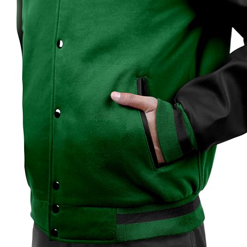 Image of Baseball Wool Letterman Varsity Faux Leather Sleeve For Men | Wool Varsity Bomber Jacket