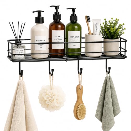 Image of Kundi Bathroom Organizer Without Drill | GI Steel Self Adhesive Bathroom Shelf for Wall | Rustproof Wall Mounted Bathroom Stand for Shampoo, Soap & Accessories