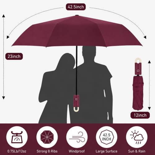 Image of Umbrella for Women | Umbrellas for Men | UV Coated 3 Fold Umbrella for Rain with Auto Open and Close Small Folding Travel-Foldable Windshield