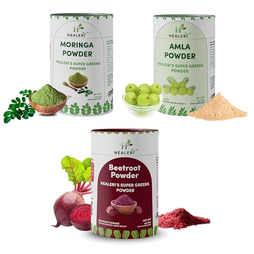 Image of Combo Pack of Amla, Moringa & Beetroot Powder, Natural Plant-Based Blend, Rich in Vitamins, Minerals & Antioxidants, Perfect for Smoothies, Juices, Shakes & Daily Nutrition Support