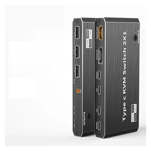 Convertidor Digital, Conmutador KVM USB Tipo C 8K 60Hz 2x1 4K 120Hz Thunderbolt 3/4 conmutador de vídeo for 2 portátiles conectar a 1 Monitor DP o