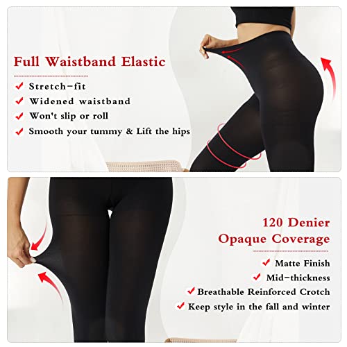 MANZI Women's Super Opaque Tights 2 Pairs 120 Denier Warm Control Top High Waist Winter Pantyhose for Women4