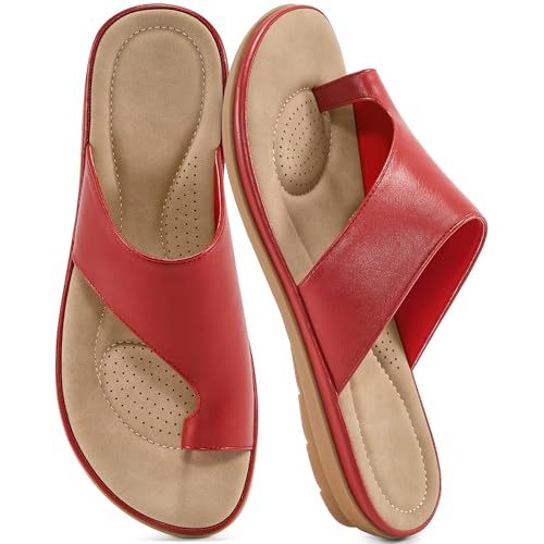 Reimferce Summer Flat Sandals for Women: Comfortable Walking Dressy Slides for 2026 - Ladies Orthopedic Casual Shoes Indoor Outdoor