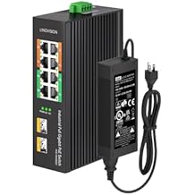 LINOVISION Industrial 8-Port Full Gigabit PoE Switch with 4 BT 90W PoE++ Ports, 2 Gigabit SFP Uplinks, 120W Budget, NDAA Compliant, DIN-Rail Switch for PTZ Camera/Lighting/Monitor