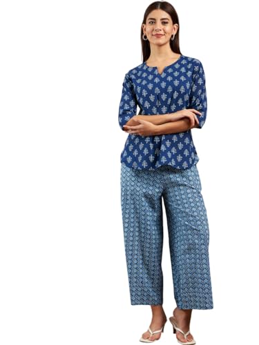 Image of Modeve Women Printed Cotton Night Suit Set with Pyjama /Pallazo Women Lower || Women Pyjama || Lounge Pants II Night Wear