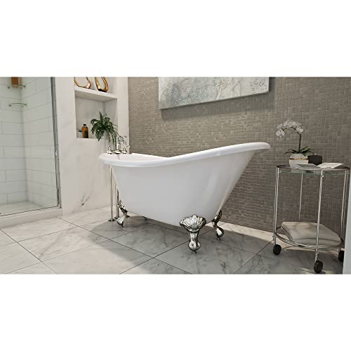 Dreamline Atlantic 61 In. L X 28 In. H Acrylic Freestanding Bathtub With Chrome Finish #TOP1