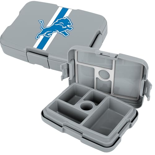 FOCO NFL Unisex-Adult Officially Licensed Team Color Stripe Primary Logo Football Leak Proof 5 Compartment Bento Lunch Box - Detroit Lions