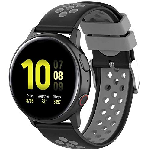 Fit for Samsung Galaxy Watch Active 2 40mm/ 44mm Watch Bands, Garmin Vivoactive 3 Music Bands, 20mm Quick Release Silicone Band Straps Wristbands for Galaxy Watch 42mm Women Men (Gray)