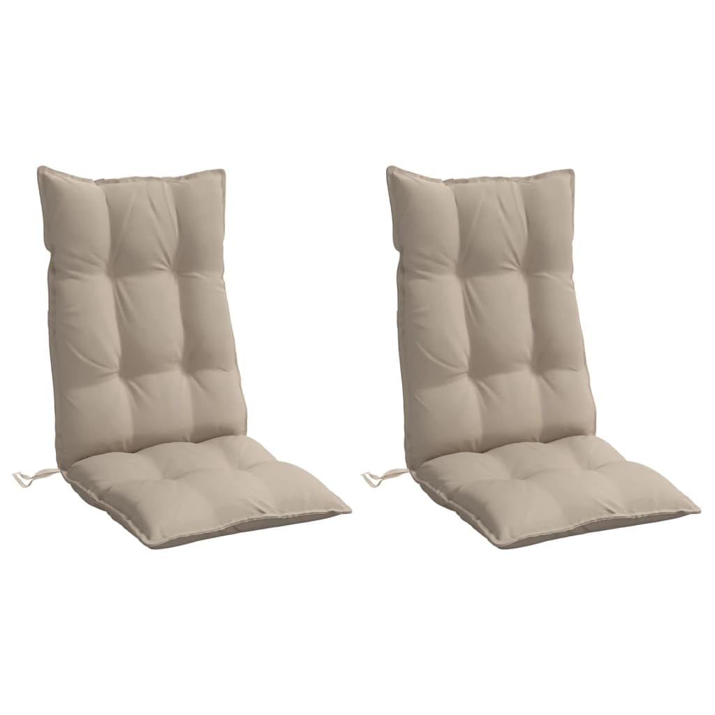 vidaXL Cojines de Silla con Respaldo Alto 2 uds, Almohadas de Sillón, Almohadillas de Asiento, Decoraciones para Jardín, Tela Oxford Gris Taupe