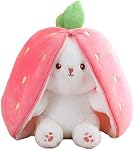Cute Plush Bunny Stuffed Rabbit Animal Toy Reversible Strawberry Pillow