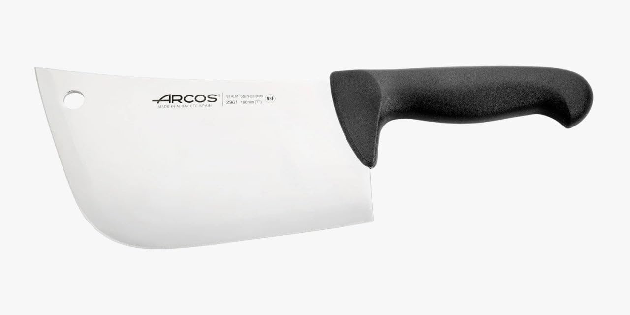 Arcos Fleischermesser Cleaver aus Nitrum Edelstahl 18 cm - Griff aus Polypropylen, Farbe Schwarz - Silber, Farberkennungssystem - Robust und Langlebig, Serie 2900