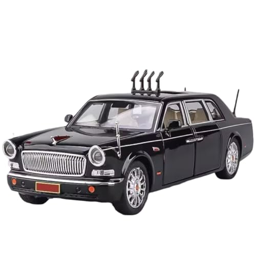 Image of Alokik Enterprise 1:24 Big Hongqi Parade L5 Limousine Luxy Die-Cast Model Metal Pull-Back Car with Sound & Light and 4 Opening Doors Kids' Best Toy Vehicle Gift【Black】