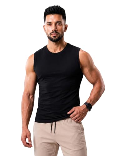 Image of CHKOKKO Gym Sleeveless T Shirt for Men Workout Compression Tanktop Sando Cut Sleeves Tees Gym Vest for Man Athletic Dry Fit for Sports Fitness & Exercise