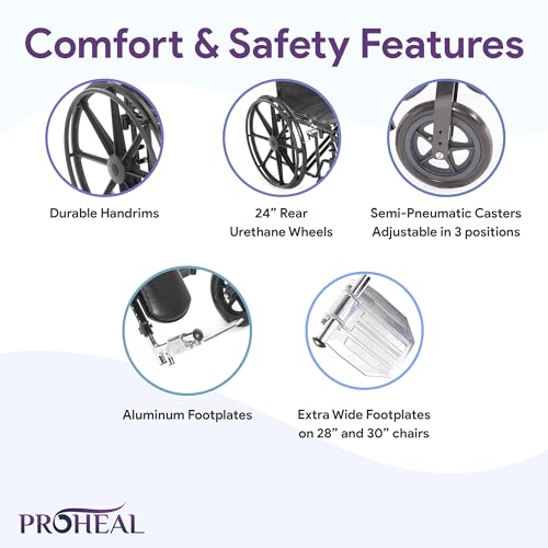 Proheal Heavy Duty Bariatric Wheelchair For Adults - Black - Removable Desk Arms And Elevated Leg Rests - Adjustable Standard And Hemi Height thumb #4