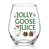 XQLZY Jolly Goose Juice Stemless Wine Glass, Funny Christmas Birthday Goose Wine Glass Gifts for Women Mom Grandma Aunt BFF Sister, Christmas Birthday Thanksgiving Gifts for Women Auntie Friend