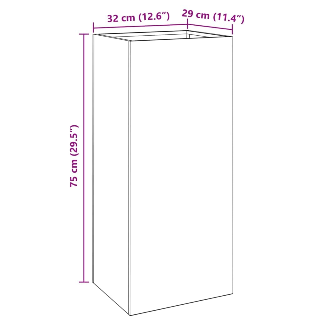 Anthracite Plant Pot pojemnik na doniczkę, 32 x 29 x 75 cm, stalowy ogród, balkonik, zioło, sukulent, kaktus, orchidea, bonsai z przyssawką drenażową, stojak do użytku wewnątrz i na zewnątrz