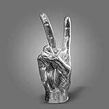 shinesorc Silver (Black) Polyresin Hand Gesture Desk Statues Finger Sculpture Decor - Silver (Black)