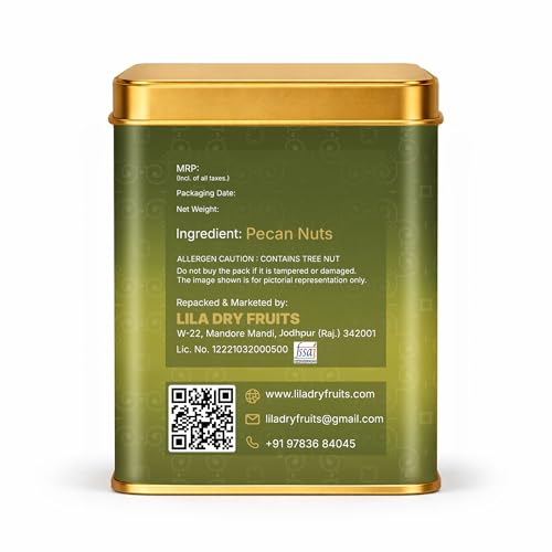 Image of LILA DRY FRUITS Pecan Nuts 275 Grams Fresh & Crunchy Premium Pecans Rich in Healthy Fats, Fiber & Antioxidants Ideal for Snacking, Baking & Keto Diet Dry Fruits Perfect for Gifting