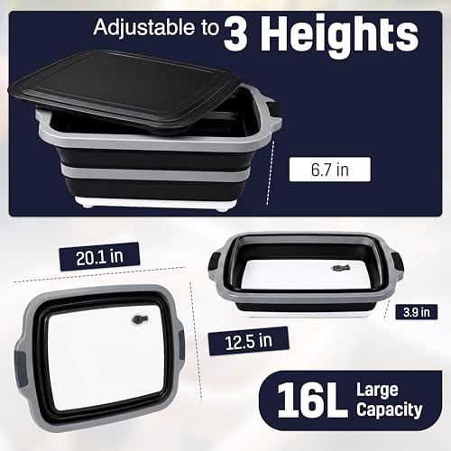 Image of BBQ Prep Tub 16L, Collapsible Cutting Board with Meat Rest Blanket and Chicken Claws, Perfect Meat Prep Tub for Marinating, Shredding, and Grilling, All in One BBQ Accessories for Outing & Picnic