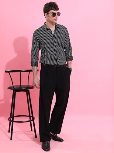 Image of Highlander Men's Slim Fit Striped Shirt | Full Sleeves | Everyday Wear Stylish Shirt for Men