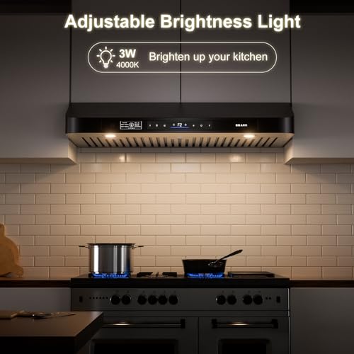 Brano Range Hood 36 Inch Under Cabinet,900CFM Voice/Gesture/Touch Control Ducted Kitchen Hood Vent With 4 Speed Exhaust Fan, Memory Mode, Adjustable Lights,Black by BRANO - Used condition - Image 7