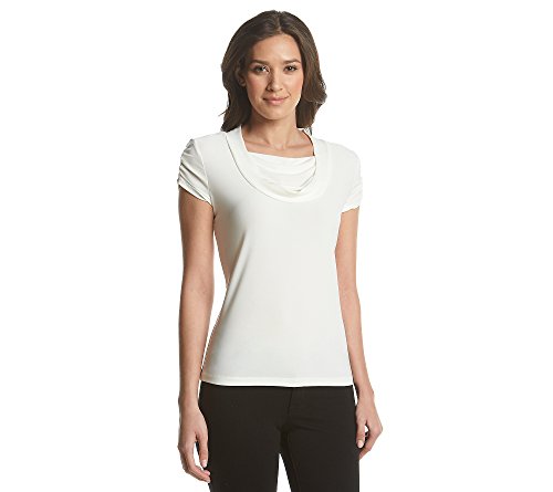 Tahari ASL Knit Drapeneck Top Ivory X-Large