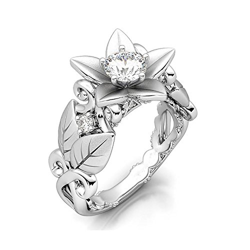 RUVEE Platinum and Crystal Engagement Alloy Ring for Women & Girl...