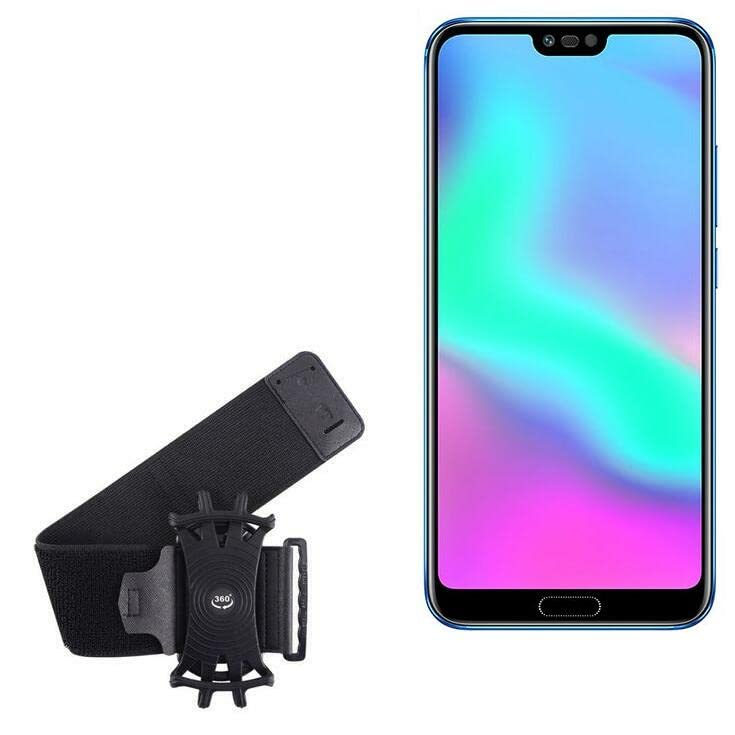 BoxWave Holster Compatible with Honor 10 - ActiveStretch Sport Armband, Adjustable Armband for Workout and Running - Jet Black