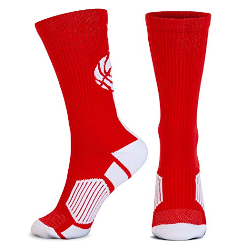 Image of ChalkTalkSPORTS Basketball Socks - Cushioned Mid-Calf Crew - Youth & Adult | Moisture-Wicking Performance Blend, Athletic Basketball Gear, Stay-Up Technology, Arch Support, Breathable, Boys and Men