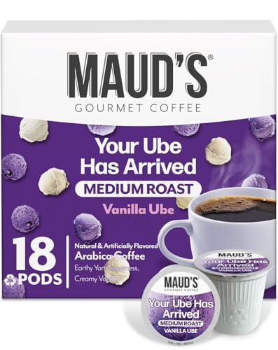 Image of Maud's Vanilla Ube Flavored Medium Roast Coffee Pods, 18ct | Medium Roast Flavored Coffee in Single Serve Pods - Compatible with Keurig Coffee Makers
