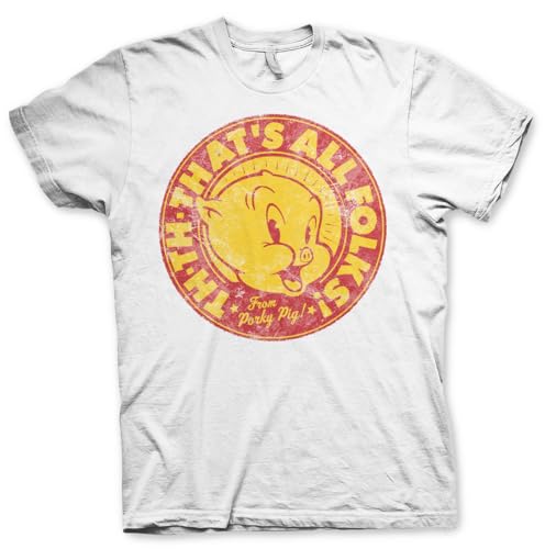 T-Shirt Porky Pig pour Homme Blanc Idéal pour un Look Streetwear Décontracté