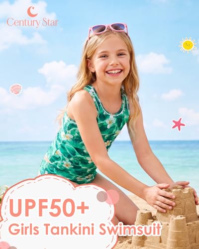 Image of Century Star Girls Tankini Swimsuit UPF 50+ Racerback Bathing Suit for Teen Girls 2 Piece Swimsuit Summer Beach Swimwear