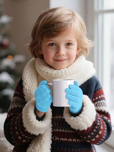 Image of Cooraby 12 Pairs Kid's Winter Magic Gloves Children Stretchy Warm Magic Gloves Boys or Girls Knit Gloves for 6-12 Years