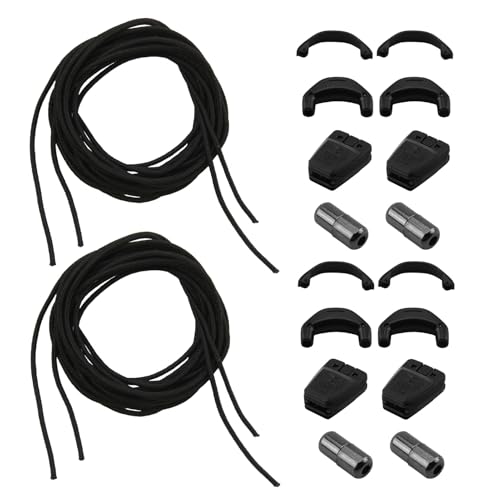 Teuena Kit de Cordones para Salomon Speedcross Cordones Redondos Sin Nudos, 140 cm, Compatible con Zapatos y Botas de Esquí Salomon, Sistema Quicklace Kit Completo, Negros