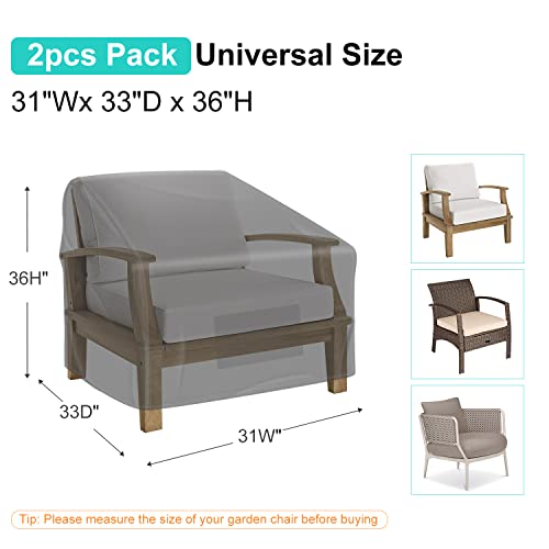 Image of 2 Pack Outdoor Patio Chair Covers Waterproof 31 inchWx33 inchDx36 inchH, Black | Patio Furniture Covers Protect from Rain, Dust & UV; Heavy-Duty Oxford Fits Lounge, Deep Seat & High Back Chairs on Lawns