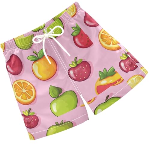 Pigsaly Boys' Swim Board Shorts Cute Peach Pear Strawberry Gummy Jelly Candy Boy's Swim Trunks Kids Swimwear 5T