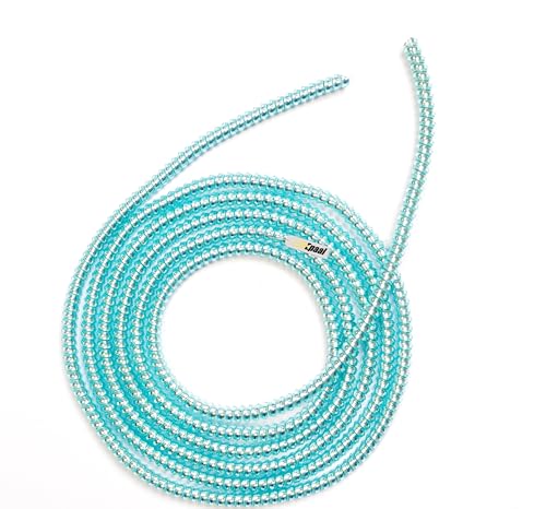 Image of J'TTON Spiral Metallic Color (2 Pcs) 1.4 Meters Each-Full Size Cord Charger Protector Winder for iPhone & Android USB Charging Cable, Earphones, Lightning (Cyan)