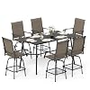 Sophia William Outdoor Bar Set Patio Bar Table and Chairs Set Bar Height Patio Set 6 x Swivel Bar ChairsBrown 1 x Rectangular Bar TableBlack