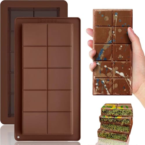 katmerio Lot de 2 moules à chocolat en silicone profonds - Moule en silicone - Moule à chocolat extra profond pour chocolat, praline, bonbons