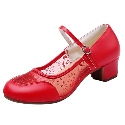 Chaussures de danse latine respirantes avec talon moyen stable pour adulte