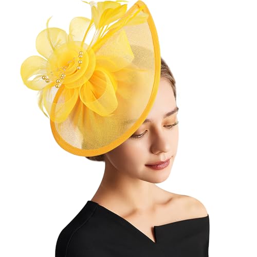 Image of DRESHOW Women Fascinator Hats Tea Party Hat Vintage Pillbox Hat Headband for Cocktail