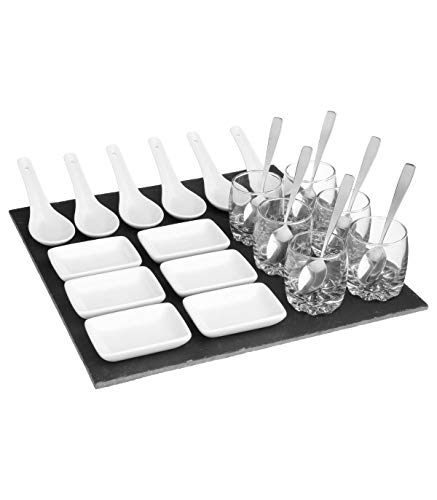 Set APERITIVO 25 PIEZAS Con Base DE PIZARRA