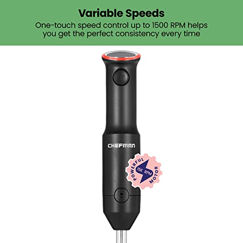 Chefman Cordless Portable Immersion Blender With One-Touch Speed Control - Quick Mix For Shakes, Smoothies, Soups, Dips, Sauces - Black - Stainless Steel Blades - Bpa-Free - Dishwasher Safe #TOP7