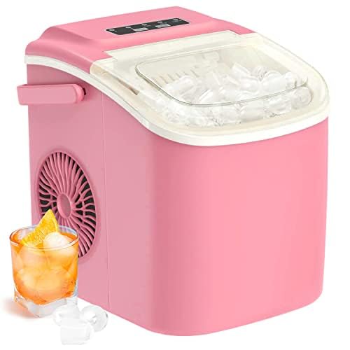 Countertop Ice Maker, Ice Maker Machine 6 Mins 9 Bullet Ice, 26.5lbs/24Hrs, Portable Ice Maker Machine with Self-Cleaning, Ice Scoop, and Basket(Purple)