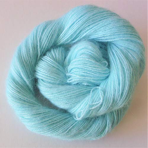 Aquamarine Blue Fuzzy Acrylic Wool Blend Light Fingering Weight Yarn
