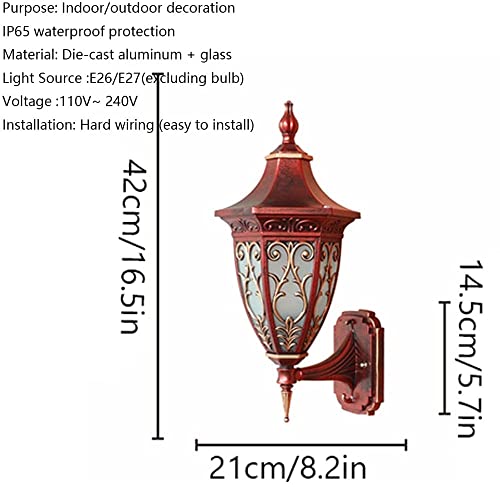 Applique d'extérieur étanche E27 lanterne murale en verre pour escalier