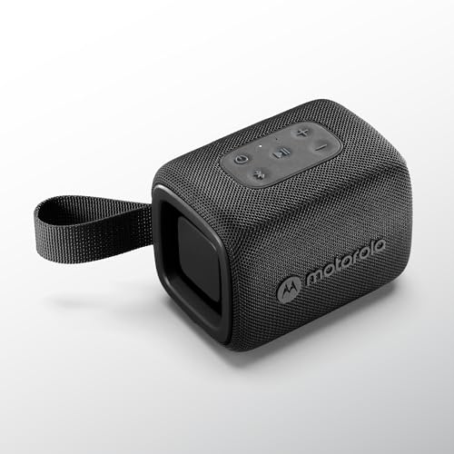 Motorola ROKR 300 Wireless Portable Bluetooth Speaker with Dual Built-in Passive Radiators, IP67 Water and Dust Resistant, Clear Vocals, Compatible with iPhone, Black