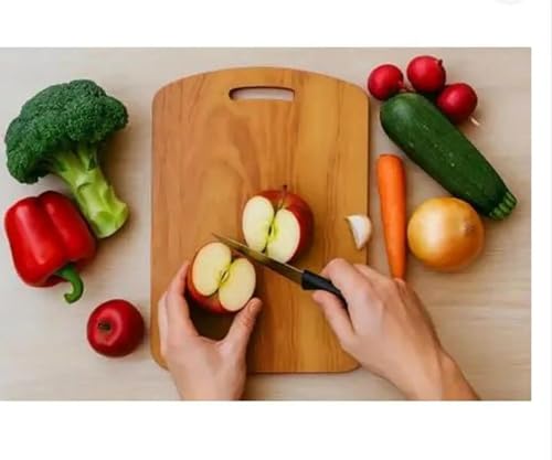 Image of USE Wooden Chopping Board for Kitchen Vegetable, Fruits Cutting Board for Kitchen Non Slip Chopping Board Wooden - [ 33 x 24cm ]