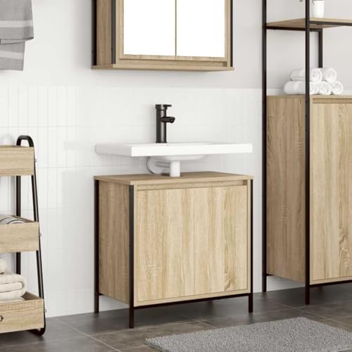 Genérico Mueble de baño con Lavabo Roble Sonoma 60x34,5x60 cm,Mobiliario,Armarios y Almacenamiento,Tocadores,Tocadores de baño-861893